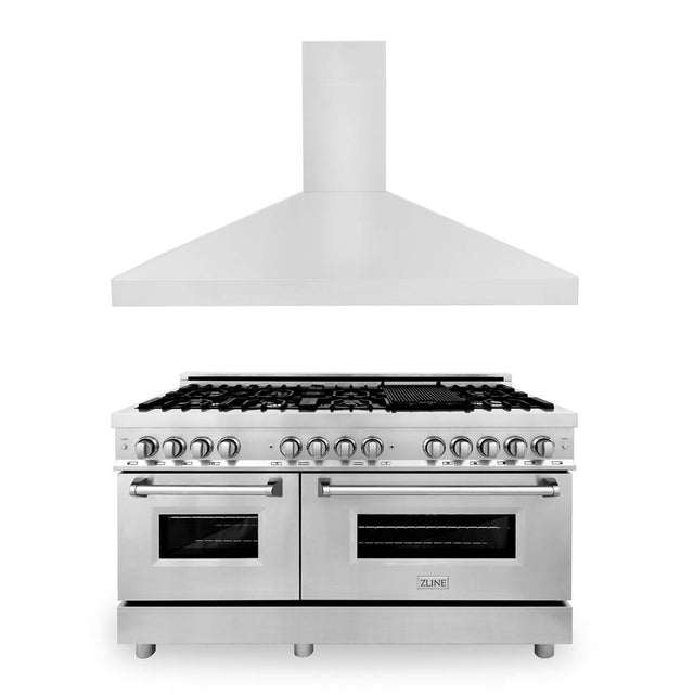 Z-Line - 60'' Kitchen Package with Stainless Steel Dual Fuel Range and Convertible Vent Range Hood - Stainless Steel
