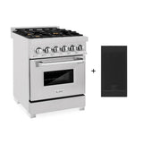 Z-Line - 24'' 2.8 cu. ft. Electric Oven and Gas Cooktop Dual Fuel Range with Griddle and Brass Burners in Fingerprint Resistant Stainless