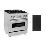 Z-Line - 30'' 4.0 cu. ft. Electric Oven and Gas Cooktop Dual Fuel Range with Griddle and Brass Burners in Fingerprint Resistant Stainless