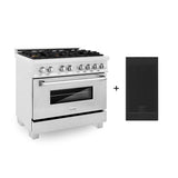 Z-Line - 36'' 4.6 cu. ft. Electric Oven and Gas Cooktop Dual Fuel Range with Griddle and Brass Burners in Fingerprint Resistant Stainless