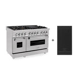Z-Line - 48'' 6.0 cu. ft. Electric Oven and Gas Cooktop Dual Fuel Range with Griddle and Brass Burners in Fingerprint Resistant Stainless
