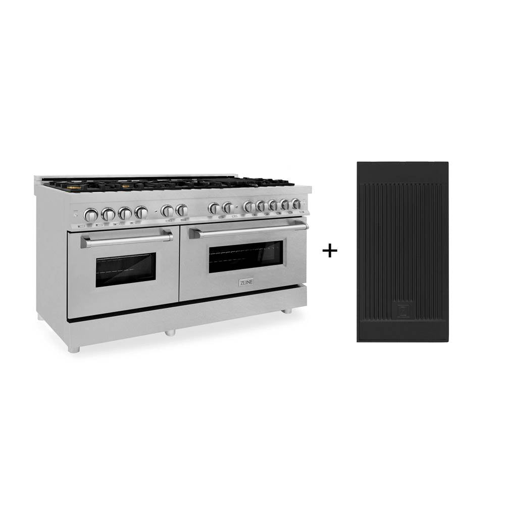 Z-Line - 60'' 7.4 cu. ft. Electric Oven and Gas Cooktop Dual Fuel Range with Griddle and Brass Burners in Fingerprint Resistant Stainless