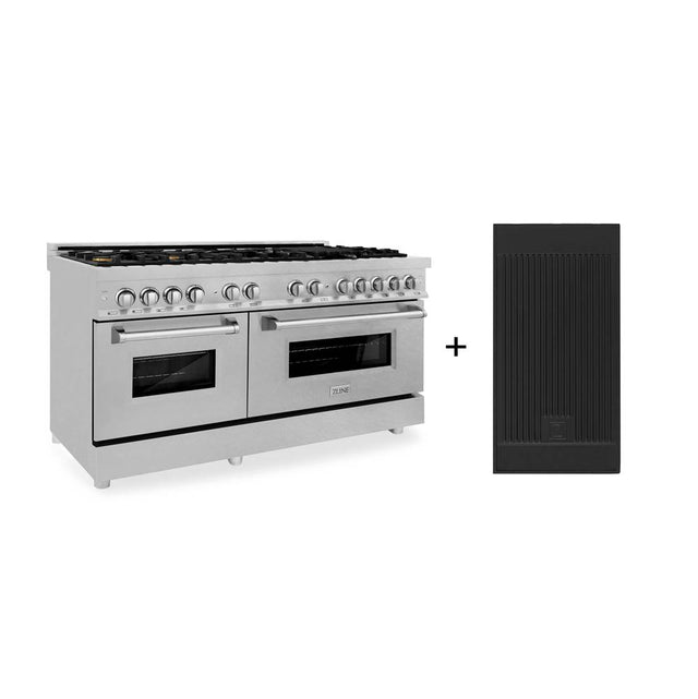 Z-Line - 60'' 7.4 cu. ft. Electric Oven and Gas Cooktop Dual Fuel Range with Griddle and Brass Burners in Fingerprint Resistant Stainless