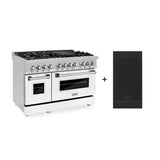 Z-Line - 48'' 6.0 cu. ft. Electric Oven and Gas Cooktop Dual Fuel Range with Griddle and White Matte Door in Fingerprint Resistant Stainless