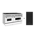 Z-Line - 60'' 7.4 cu. ft. Electric Oven and Gas Cooktop Dual Fuel Range with Griddle and White Matte Door in Fingerprint Resistant Stainless