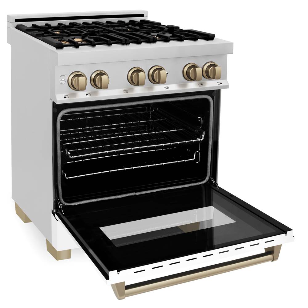 Autograph Edition 24'' 2.8 cu.' Dual Fuel Range with Gas Stove and Electric Oven in Stainless Steel with White Matte Door and CB Accents