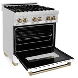 Autograph Edition 24'' 2.8 cu.' Dual Fuel Range with Gas Stove and Electric Oven in Stainless Steel with White Matte Door and CB Accents