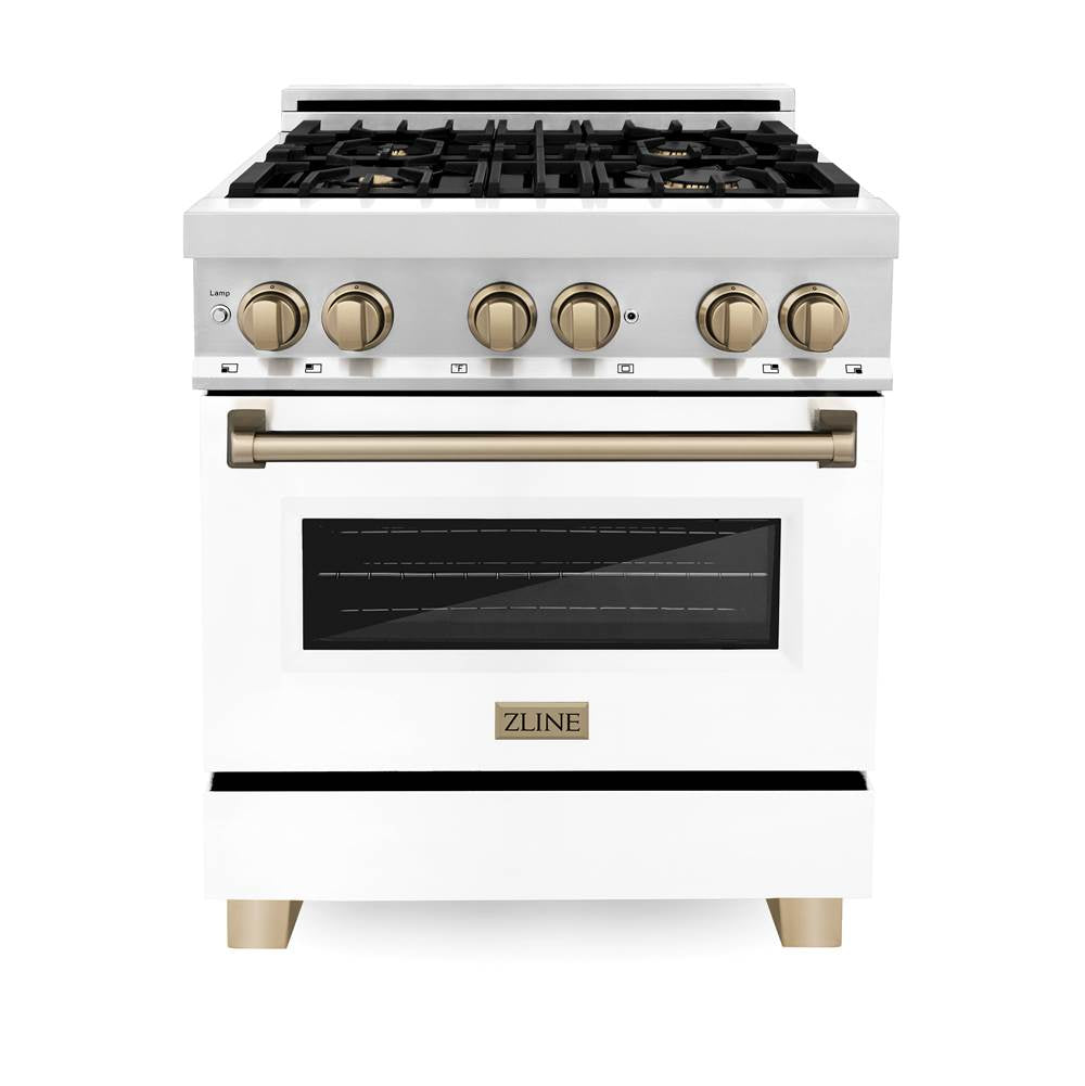 Autograph Edition 24'' 2.8 cu.' Dual Fuel Range with Gas Stove and Electric Oven in Stainless Steel with White Matte Door and CB Accents