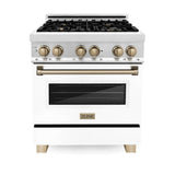 Autograph Edition 24'' 2.8 cu.' Dual Fuel Range with Gas Stove and Electric Oven in Stainless Steel with White Matte Door and CB Accents