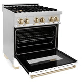 Autograph Edition 24'' 2.8 cu.' Dual Fuel Range with Gas Stove and Electric Oven in Stainless Steel with White Matte Door and CB Accents
