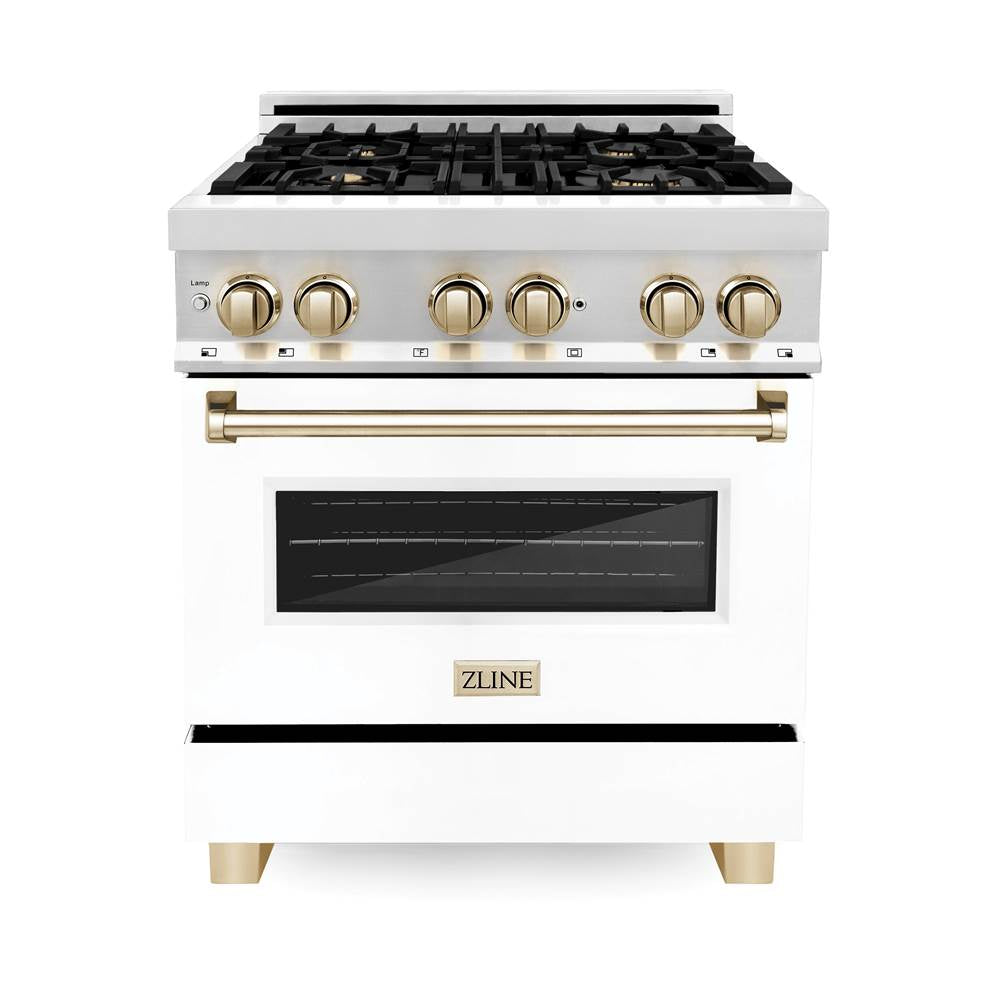 Autograph Edition 24'' 2.8 cu.' Dual Fuel Range with Gas Stove and Electric Oven in Stainless Steel with White Matte Door and CB Accents