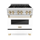 Autograph Edition 24'' 2.8 cu.' Dual Fuel Range with Gas Stove and Electric Oven in Stainless Steel with White Matte Door and CB Accents