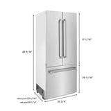 36'' 19.6 cu. Ft. Panel Ready Built-In 3-Door French Door Refrigerator with Internal Water and Ice Dispenser