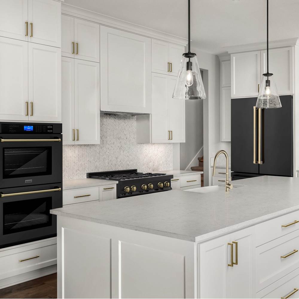 36'' Autograph Edition 22.5 cu. ft Freestanding French Door Refrigerator with Ice Maker in Fingerprint Resistant Black Stainless Steel with Champagne Bronze Accents (RFMZ-36-BS-CB)