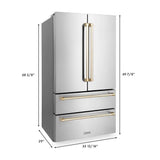 36'' Autograph Edition 22.5 cu. ft Freestanding French Door Refrigerator with Ice Maker in Fingerprint Resistant Stainless Steel with Gold Accents (RFMZ-36-G)