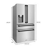 36'' Autograph Edition 21.6 cu. ft Freestanding French Door Refrigerator with Water and Ice Dispenser in Fingerprint Resistant Stainless Steel with Matte Black Accents (RFMZ-36-MB)