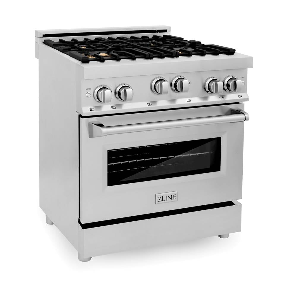 Z-Line - 30'' All Gas Range in Stainless Steel with Brass Burners - Stainless Steel