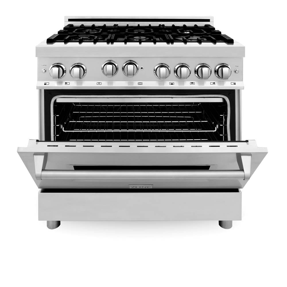 36'' All Gas Range in Stainless Steel with Brass Burners