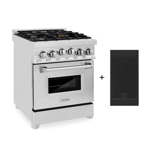 Z-Line - 24'' 2.8 cu. ft. Gas Oven and Gas Cooktop Range with Griddle and Brass Burners in Stainless Steel