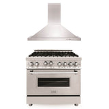 Z-Line - 36'' Kitchen Package with Stainless Steel Gas Range and Convertible Vent Range Hood - Stainless Steel