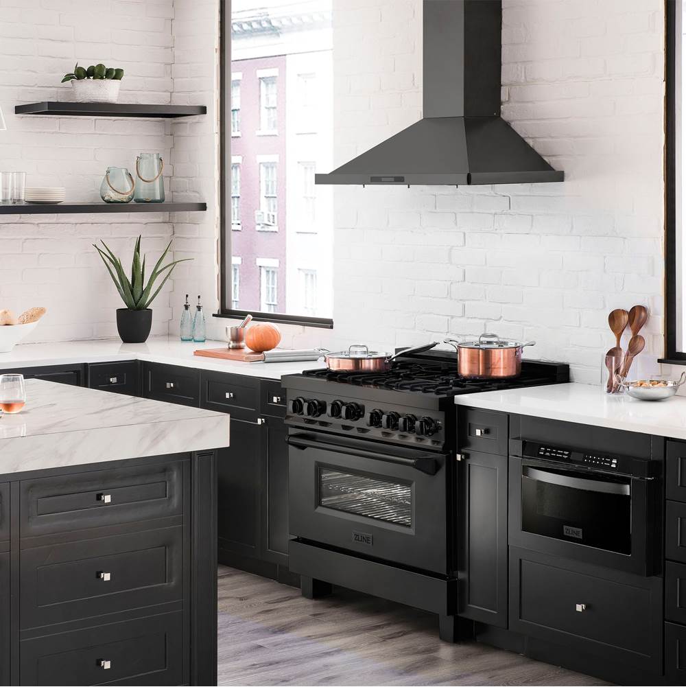 Z-Line - Range with Gas Stove and Gas Oven - Black Stainless Steel