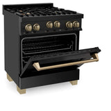 Autograph Edition 30'' 4.0 cu.' Range with Gas Stove and Gas Oven in Black Stainless Steel with Champagne Bronze Accents