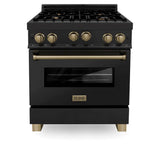 Autograph Edition 30'' 4.0 cu.' Range with Gas Stove and Gas Oven in Black Stainless Steel with Champagne Bronze Accents