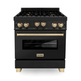 Autograph Edition 30'' 4.0 cu.' Range with Gas Stove and Gas Oven in Black Stainless Steel with Champagne Bronze Accents