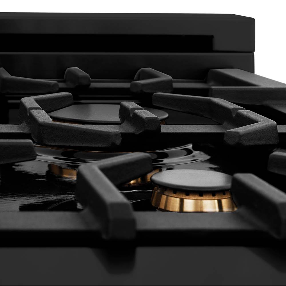 Z-Line - Autograph Edition 36'' 4.6 cu.' Range with Gas Stove and Gas Oven in Black Stainless Steel with Champagne Bronze Accents - Champagne Bronze