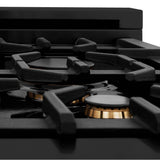 Z-Line - Autograph Edition 36'' 4.6 cu.' Range with Gas Stove and Gas Oven in Black Stainless Steel with Champagne Bronze Accents - Champagne Bronze