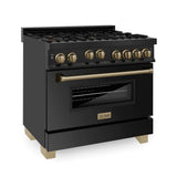 Autograph Edition 36'' 4.6 cu.' Range with Gas Stove and Gas Oven in Black Stainless Steel with Champagne Bronze Accents