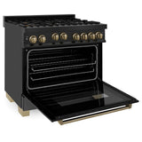 Autograph Edition 36'' 4.6 cu.' Range with Gas Stove and Gas Oven in Black Stainless Steel with Champagne Bronze Accents