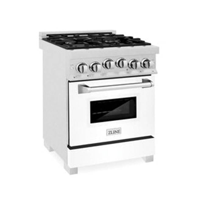 Z-Line - 24'' 2.8 cu.' Range with Gas Stove and Gas Oven in DuraSnow Stainless Steel and White Matte Door - Matte White