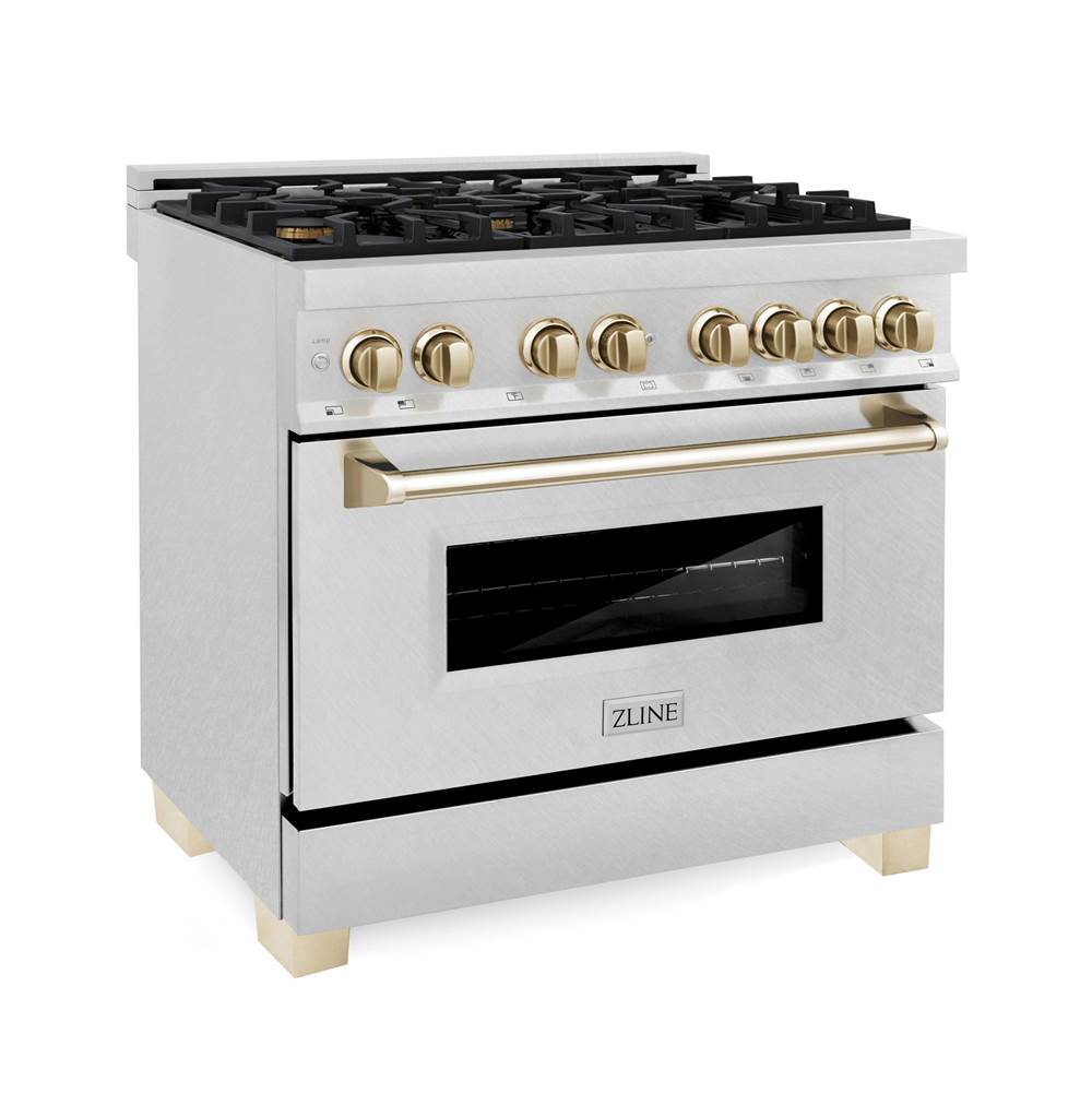 Z-Line - Autograph Edition 36'' 4.6 cu.' Range with Gas Stove and Gas Oven in DuraSnow Stainless Steel with Matte Black Accents - Matte Black