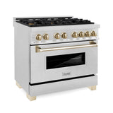 Z-Line - Autograph Edition 36'' 4.6 cu.' Range with Gas Stove and Gas Oven in DuraSnow Stainless Steel with Matte Black Accents - Matte Black