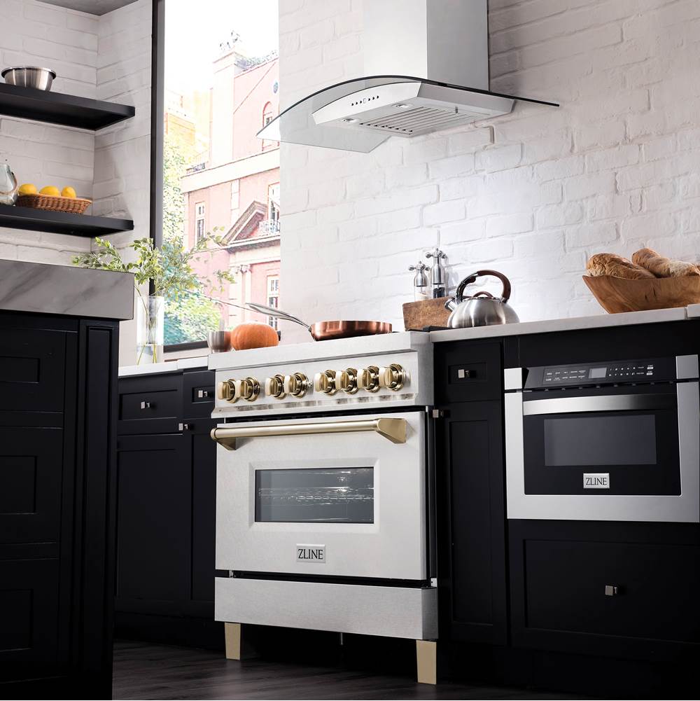36'' 4.6 cu.' Range with Gas Stove and Gas Oven in DuraSnow Stainless Steel with Champagne Bronze Accents