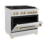 36'' 4.6 cu.' Range with Gas Stove and Gas Oven in DuraSnow Stainless Steel with Champagne Bronze Accents