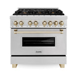36'' 4.6 cu.' Range with Gas Stove and Gas Oven in DuraSnow Stainless Steel with Champagne Bronze Accents