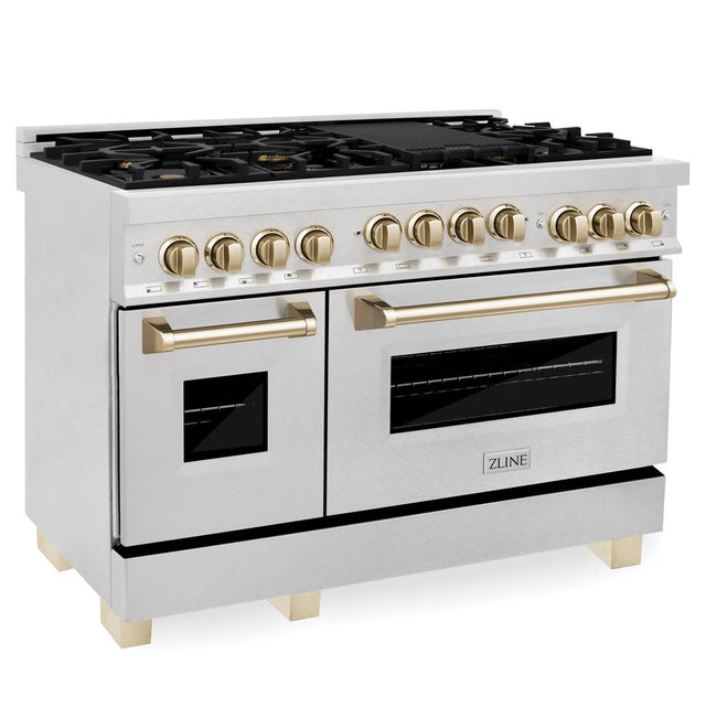 Z-Line - Autograph Edition 48'' 6.0 cu.' Range with Gas Stove and Gas Oven in DuraSnow Stainless Steel with Matte Black Accents - Matte Black