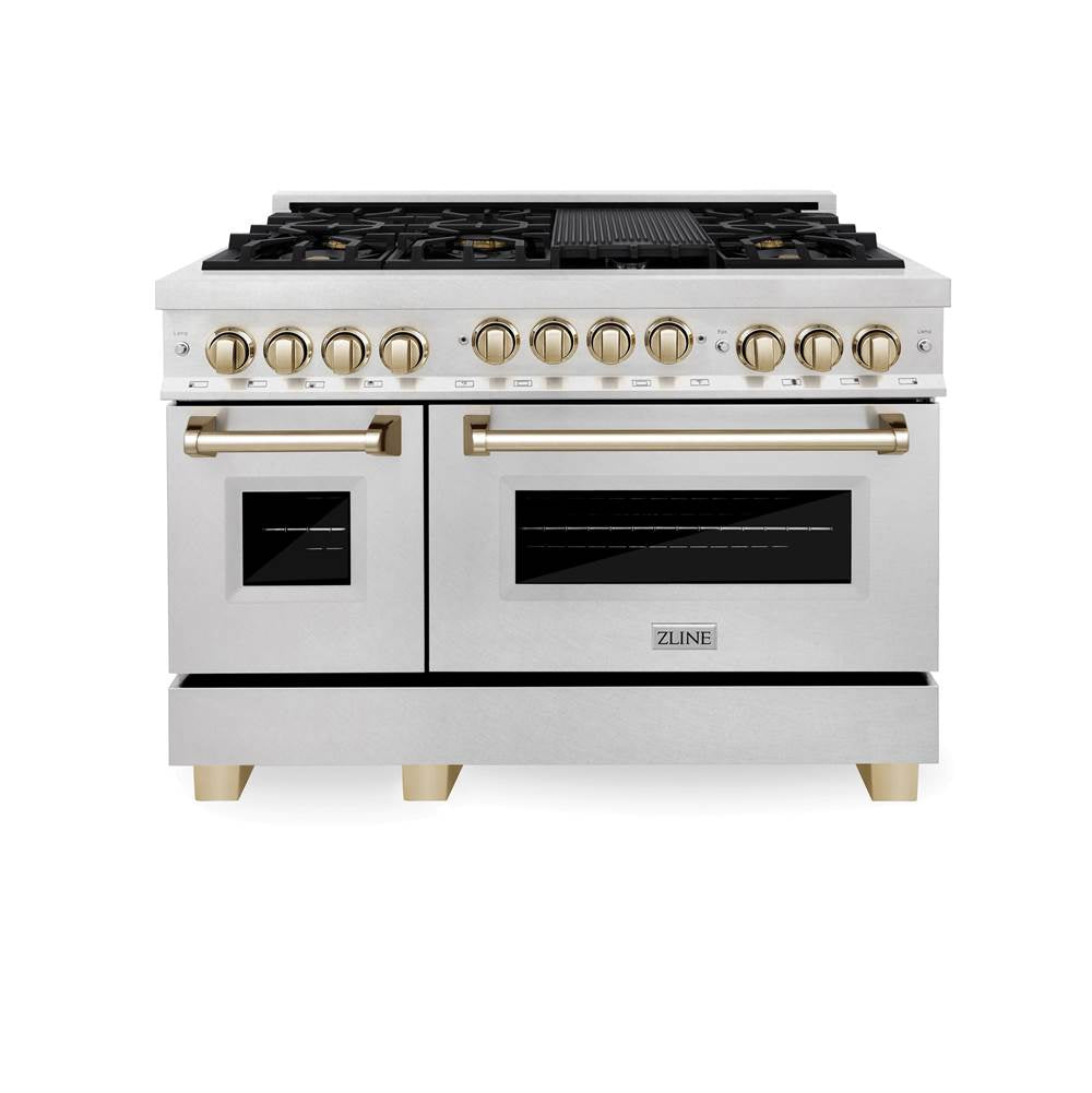 48'' 6.0 cu.' Range with Gas Stove and Gas Oven in DuraSnow Stainless Steel with Champagne Bronze Accents