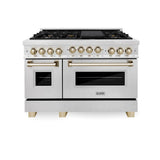 48'' 6.0 cu.' Range with Gas Stove and Gas Oven in DuraSnow Stainless Steel with Champagne Bronze Accents