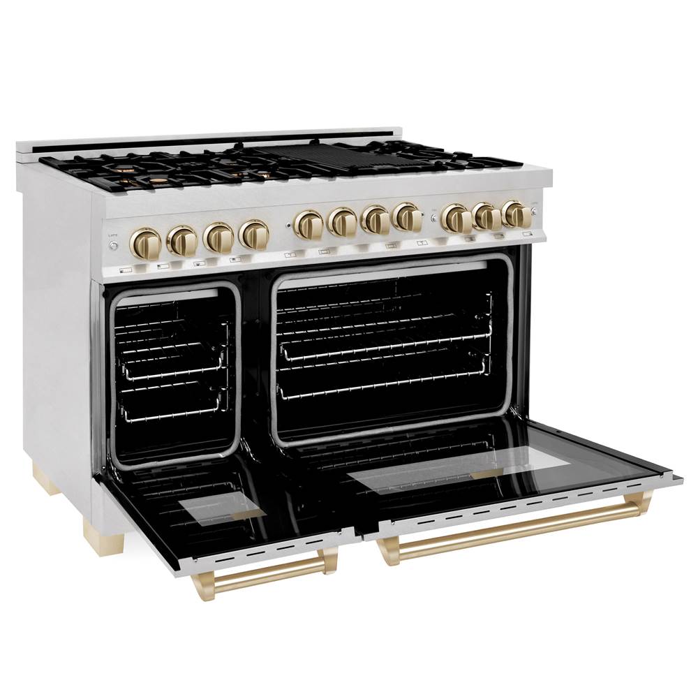48'' 6.0 cu.' Range with Gas Stove and Gas Oven in DuraSnow Stainless Steel with Champagne Bronze Accents