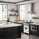 24'' 2.8 cu.' Range with Gas Stove and Gas Oven in DuraSnow Stainless Steel with White Matte Door and Champagne Bronze Accents