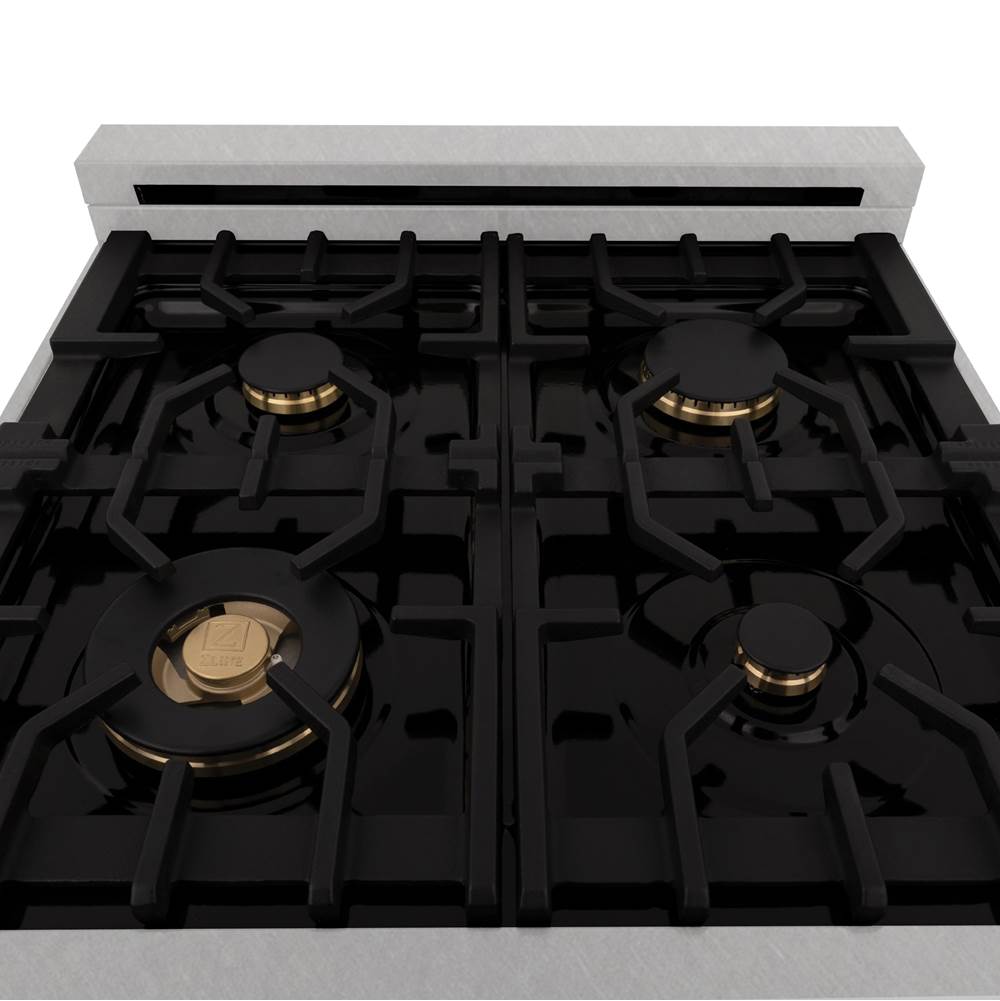 24'' 2.8 cu.' Range with Gas Stove and Gas Oven in DuraSnow Stainless Steel with White Matte Door and Champagne Bronze Accents