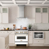 30'' 4.0 cu.' Range with Gas Stove and Gas Oven in DuraSnow Stainless Steel with White Matte Door and Champagne Bronze Accents