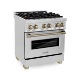 Z-Line - Autograph Edition 30'' 4.0 cu.' Range with Gas Stove and Gas Oven in Stainless Steel with Champagne Bronze Accents - Champagne Bronze