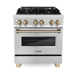 Autograph Edition 30'' 4.0 cu.' Range with Gas Stove and Gas Oven in Stainless Steel with Champagne Bronze Accents