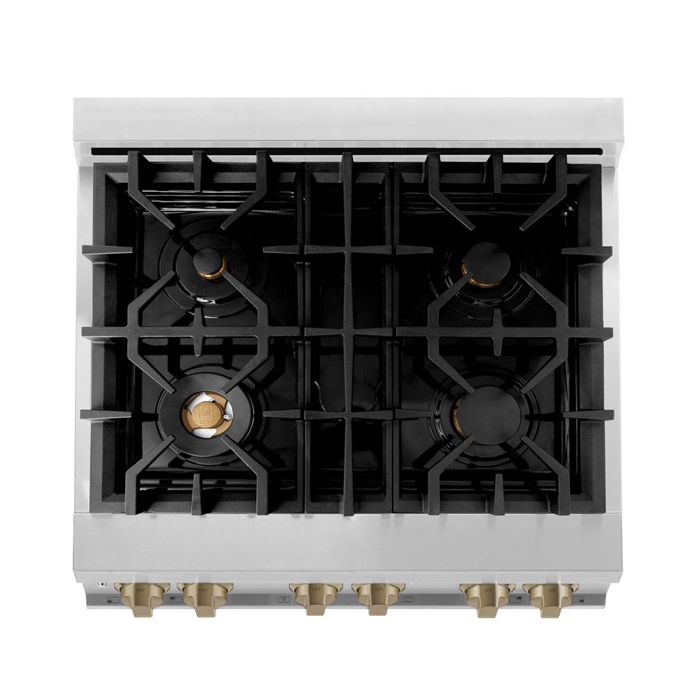 Autograph Edition 30'' 4.0 cu.' Range with Gas Stove and Gas Oven in Stainless Steel with Champagne Bronze Accents
