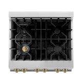 Autograph Edition 30'' 4.0 cu.' Range with Gas Stove and Gas Oven in Stainless Steel with Champagne Bronze Accents