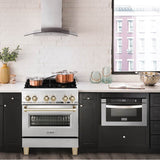 Autograph Edition 30'' 4.0 cu.' Range with Gas Stove and Gas Oven in Stainless Steel with Champagne Bronze Accents